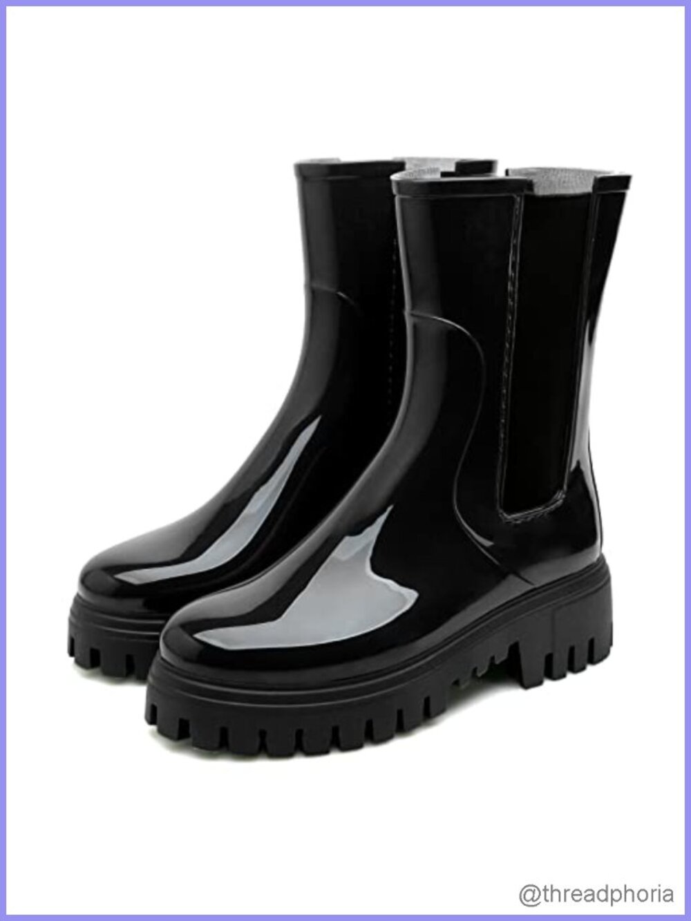 Women's Mid Calf Waterproof PVC Rain Boots Slip On Platform Chelsea Garden Mud
